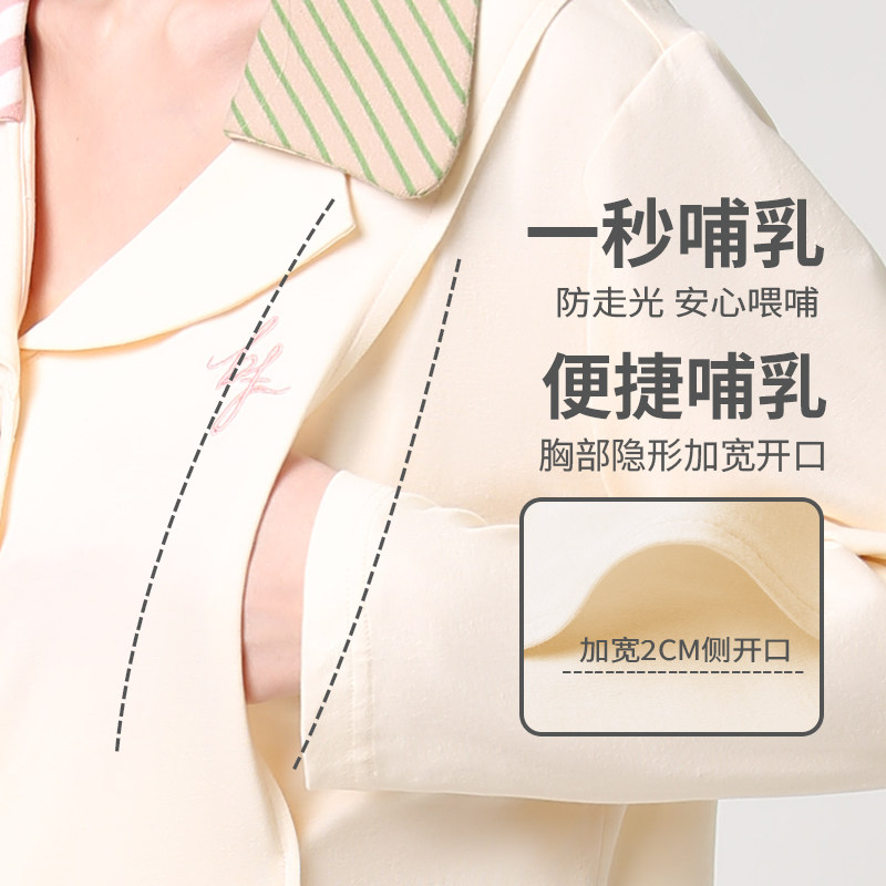 比弗2023春夏新品纯棉孕妇待产睡衣 比弗小姐哺乳衣/月子服