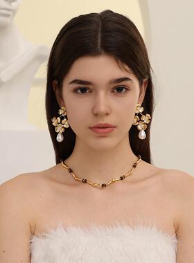 金色玛老钱风瑙氛围感项链