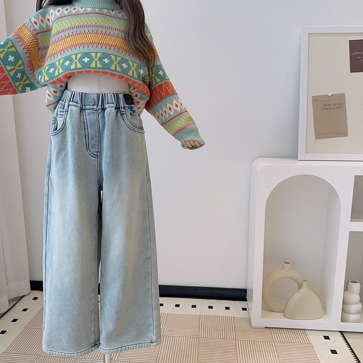 女童加绒牛仔裤秋冬25新款中大童直筒阔腿裤初中生冬季一体绒裤子,淘宝优惠券,粉丝福利购,淘宝优惠卷