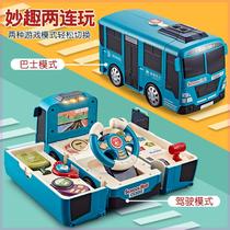 Children boy bus Baby deformed bus toy car big number oversized open door puzzle multifunction small car