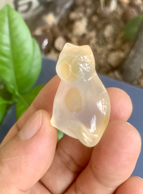 纯天然冰玉髓卡通猫吊坠网红款马达加斯加玛瑙小猫女生款项链挂件