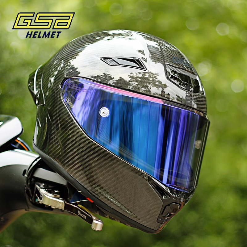 GSB碳纤维摩托车头盔RC5玻璃钢全覆式机车大尾翼头盔骑行全盔 - 图1