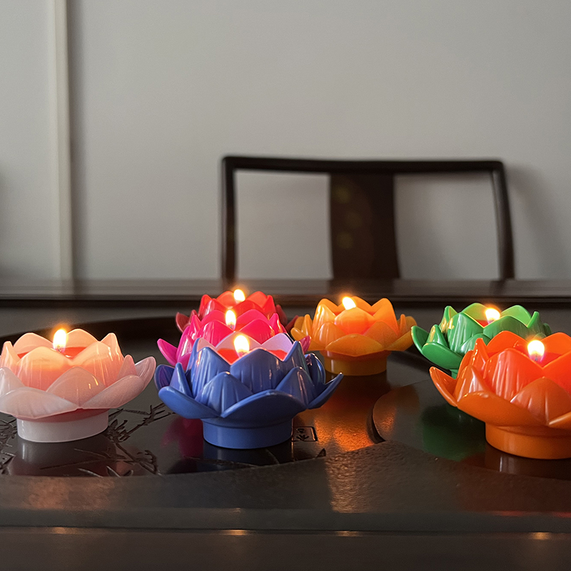 七彩莲花酥油灯4小时天然植物酥油灯彩虹火焰蜡烛7色1盒无烟无味 - 图3