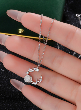 S999玫瑰花环项链女轻奢小众礼物