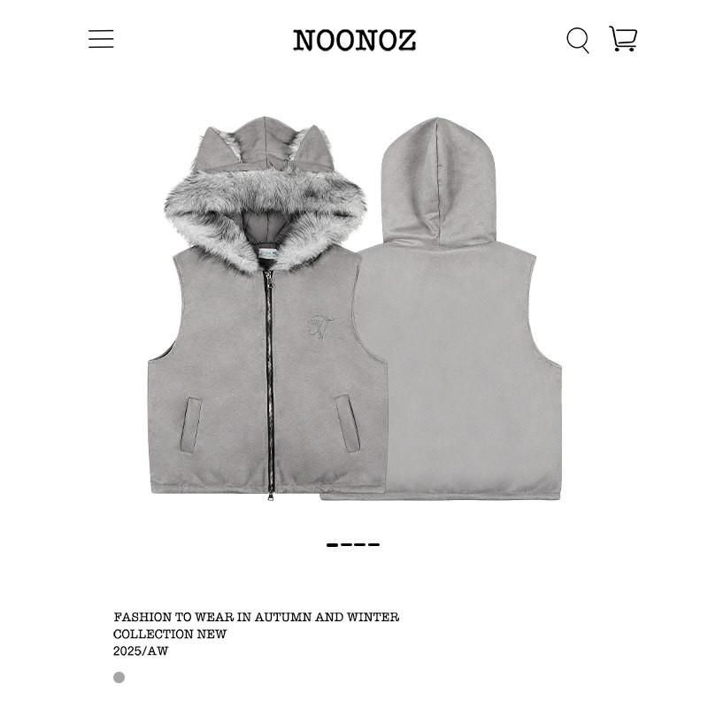 NOONOZ毛绒猫耳朵连帽马甲棉衣男潮牌中性风美式保暖叠穿无袖背心,淘宝优惠券,粉丝福利购,淘宝优惠卷