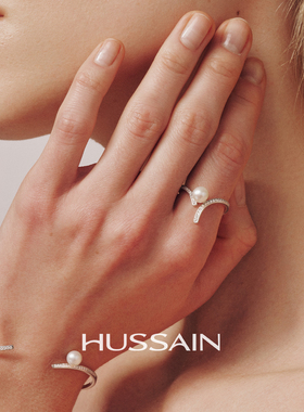 HUSSAIN赫生V字淡水珍珠银戒指