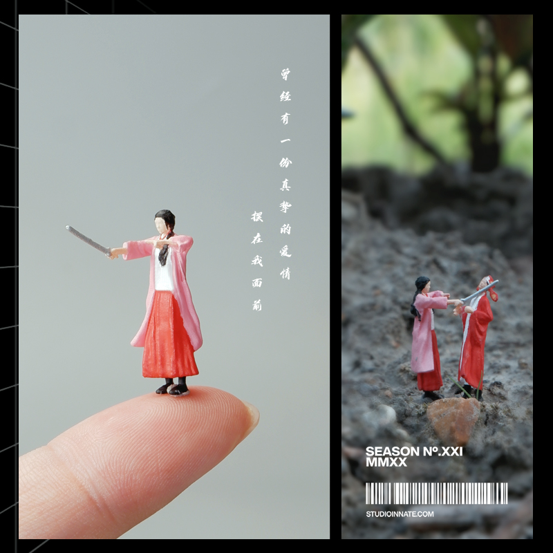 1:64大话西游紫霞仙子至尊宝diy微缩人偶人物模型拍照场景道具-图2