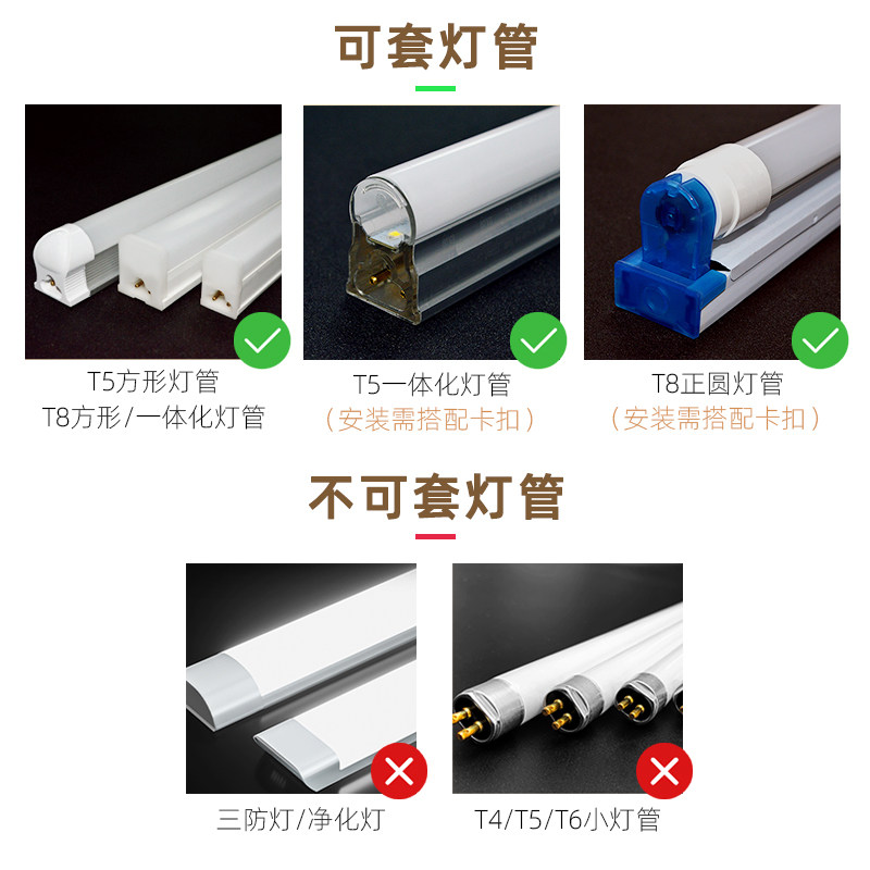 安全环保防爆灯管遮光罩t5t8圆管方管一体化灯管罩防刺眼婴儿卧室,淘宝优惠券,粉丝福利购,淘宝优惠卷