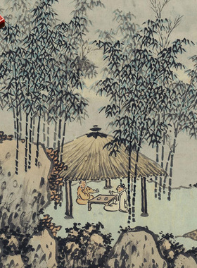 明沈周有竹庄中秋赏月图微喷临摹