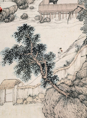 明沈贞竹炉山房图名家国画真迹复