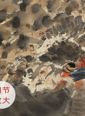 清任伯年《群鸡紫绶图》复古动物