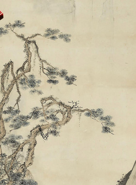 周臣松泉诗思图名家画真迹复制