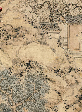 明代文徵明山庄客至图山水画人物