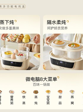 小熊电炖盅电炖锅煲汤锅隔水柔炖蒸炖蒸煮家用多功能电蒸锅全自动