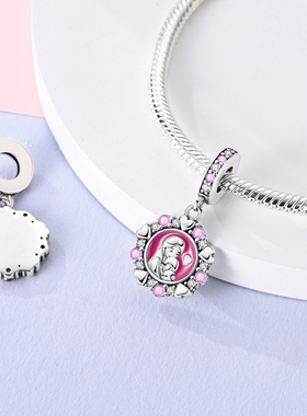 跨境电商DIY吊饰铜镀银潘家风格原创设计婚介承诺书吊坠