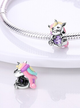 潘家珠子铜镀银串珠配饰diy手链吊坠配件动物猫头鹰兔子跨境货源