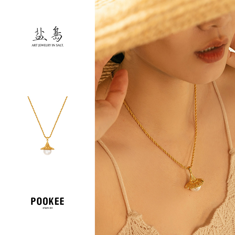 盐岛 稻草人珍珠麻花项链简约高级感百搭气质款原创小众2024新款