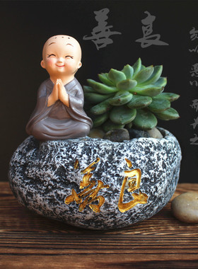 泥雕匠树脂花盆中式桌面可爱促销