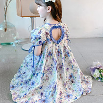 Girls summer dress 2023 new foreign air children sweet and beautiful bubble sleeves princess dresses trendy cute crummy dresses