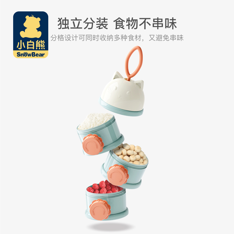 小白熊奶粉盒外出多层迷你分装盒 小白熊母婴奶粉储存盒/奶粉盒