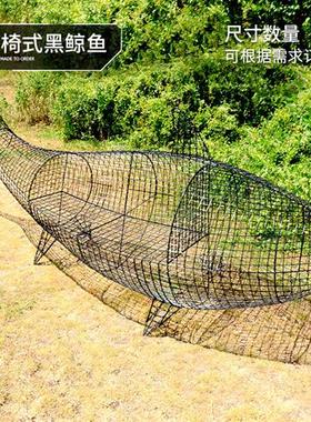 户外不锈钢镂空鱼雕塑庭院小区水池景观装饰造型海豚鲸鱼摆件定制