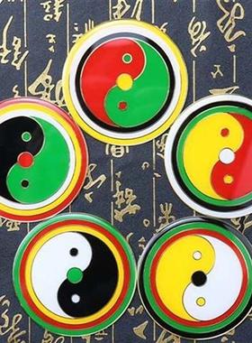 黄万字符能量贴黄铜8公分太极八卦旭懂版八卦太极图贴太极墙补角