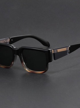 长方形窄框小众独特灰蓝色方形粗框墨镜防紫外线复古简约太阳眼镜