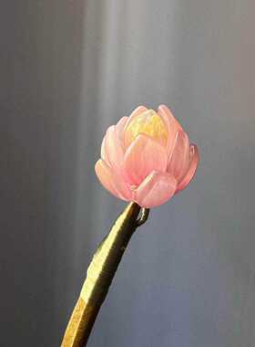 复古新中式小荷花实木发簪古风木质盘发簪子发饰汉服古装配饰