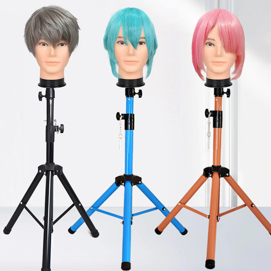 抿嘴哥头模支架美发公仔模特头假发假人头模型理发剪发三脚落地架