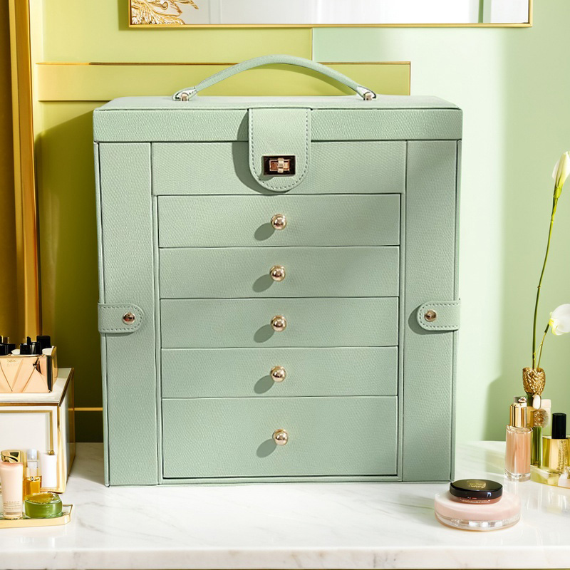 大容量首饰柜首饰箱欧式公主手提珠宝首饰收纳箱带化妆镜女生礼物 - 图1