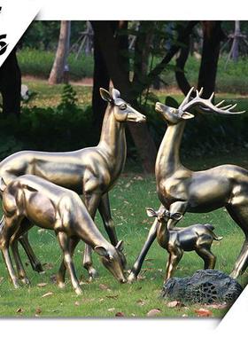 不锈钢鹿雕塑定制金属拉丝镂空几何镜面鹿园林景观户外售楼处摆件