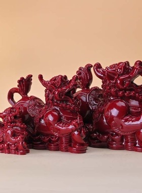 朱砂貔貅摆件公母一对紫金砂招财聚财神兽公司办公室客厅装饰