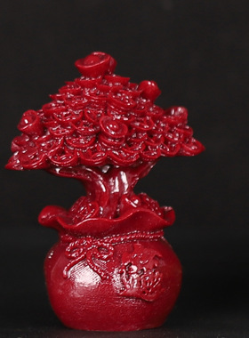 天然朱砂真品摇钱树招财发财旺宅聚宝盆原矿紫金砂家用桌面摆件