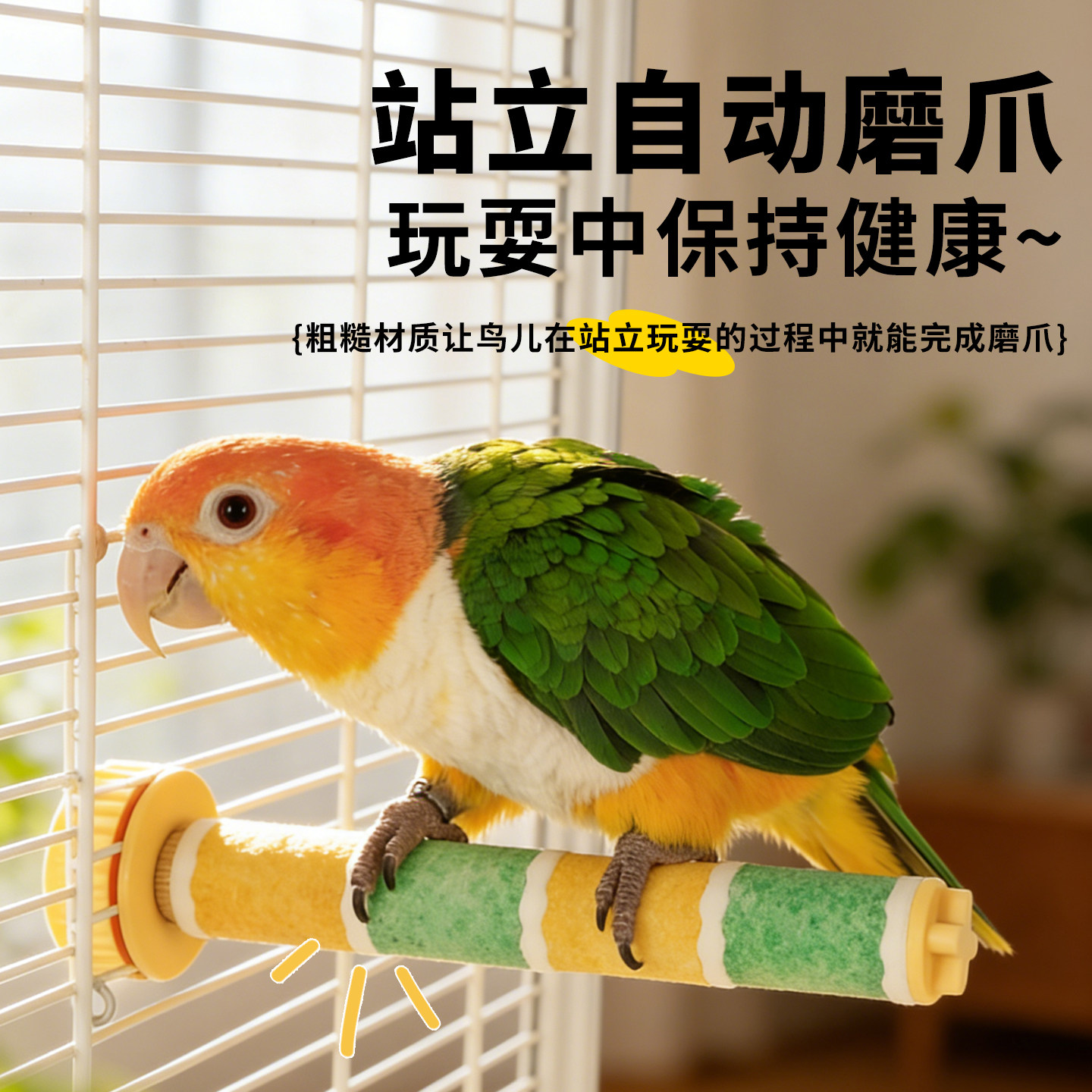 鹦鹉站杆磨砂鸟站架解闷磨牙棒磨爪栖息虎皮牡丹小太阳专用攀爬架,淘宝优惠券,粉丝福利购,淘宝优惠卷