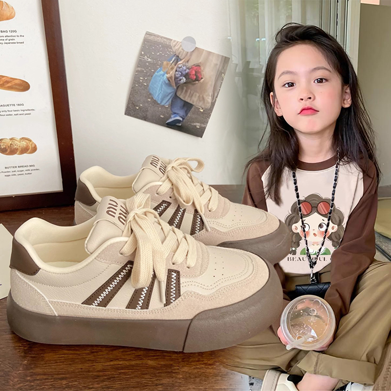 女童板鞋春秋新款儿童鞋子中大童女孩小白鞋学生运动童鞋软底单鞋 - 图1