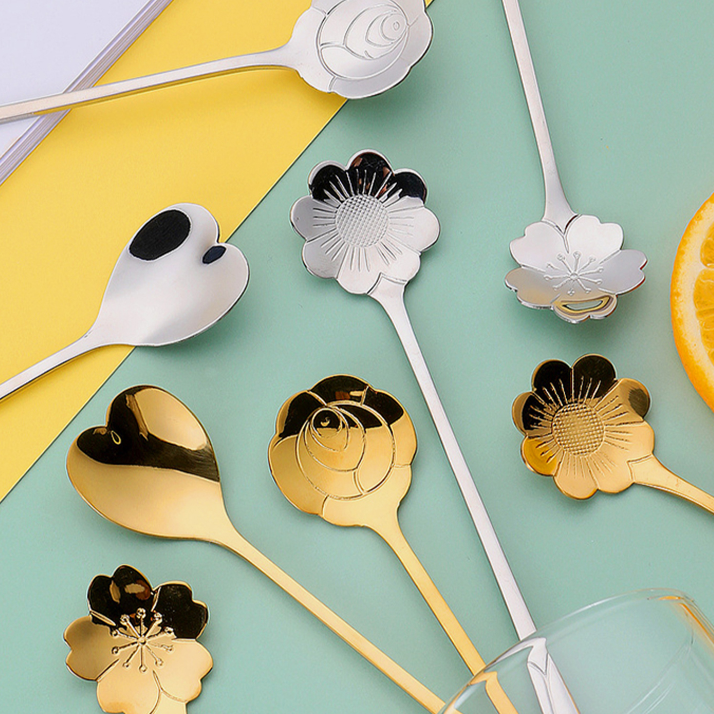 MOLA.Tea.勺子304不锈钢花朵创意樱花长柄冰勺咖啡搅拌勺 | 茶利 - 图1