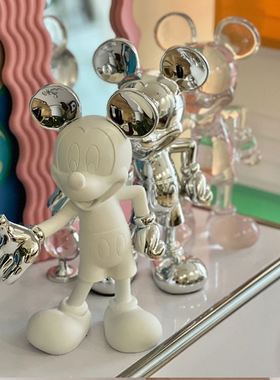 米奇摆件家居装饰品客厅可爱玄关手办米老鼠入户银色透明轻奢欢迎