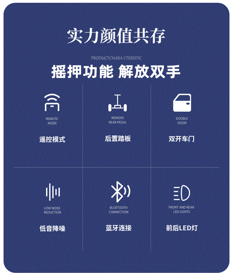 儿童电动车四轮遥控汽车老爷车可坐双人小孩玩具车可站大人亲子车