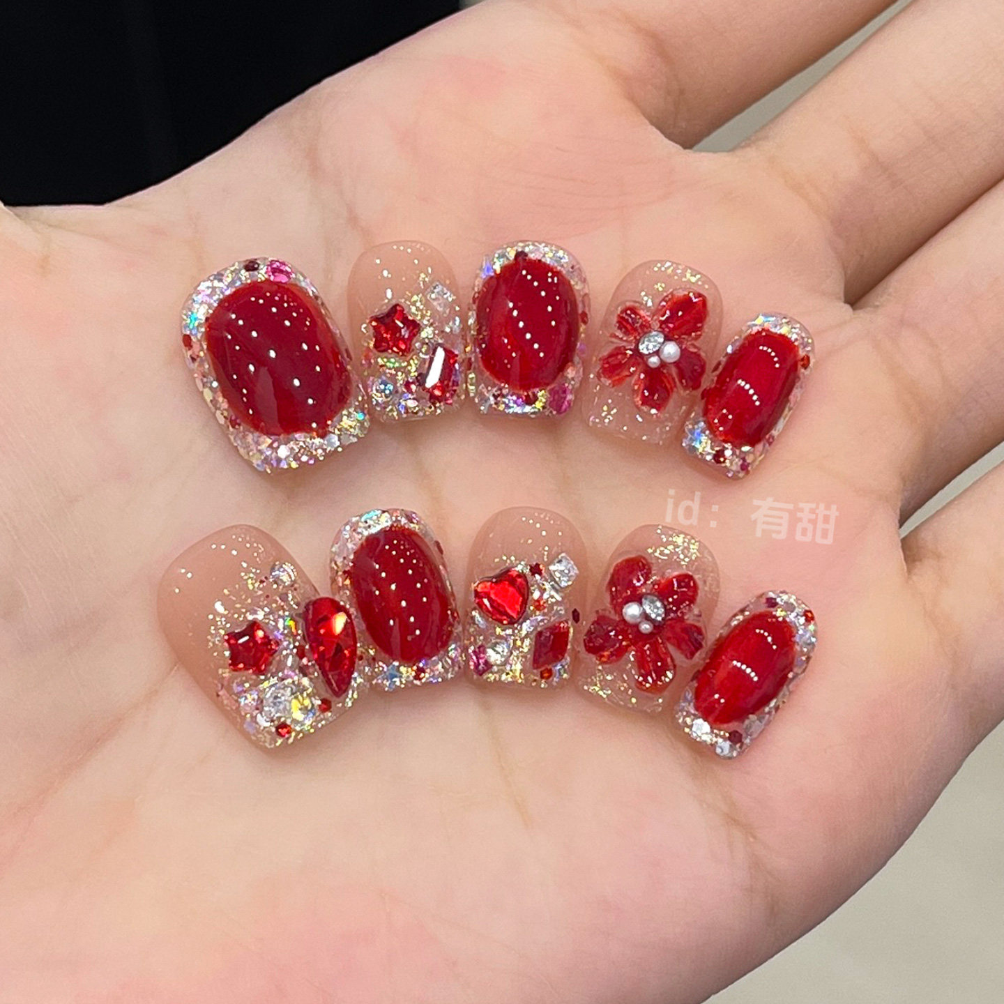 红色猫眼穿戴甲短款高级感爆款指甲贴片2025新款手工绝美穿戴美甲,淘宝优惠券,粉丝福利购,淘宝优惠卷