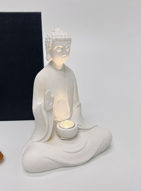 跨境新品白色砂岩佛像摆件花园庭院装饰树脂工艺品家居禅意软装