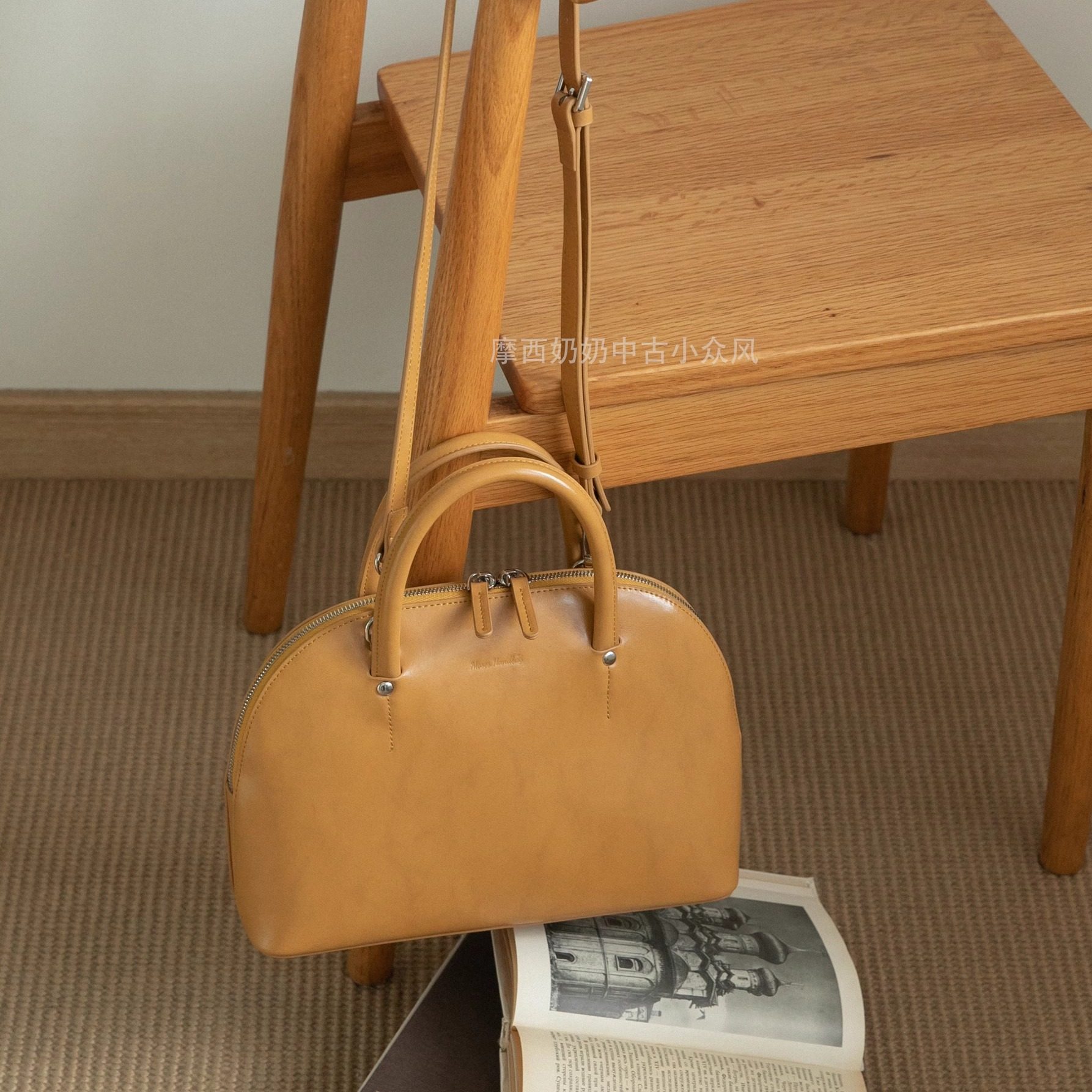 【大花同款】摩西奶奶 牛皮贝壳包手提斜挎贝果复古风包 2025新款,淘宝优惠券,粉丝福利购,淘宝优惠卷