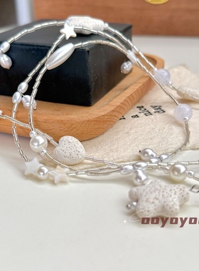 超项氛围感长款海星珍珠项链女