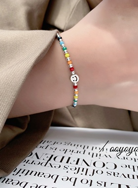 笑脸纯银ins小众风可调节手链