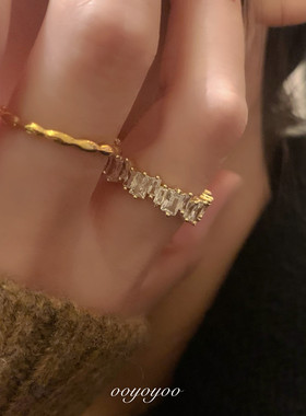 超闪锆石戒指小众轻奢食指戒子