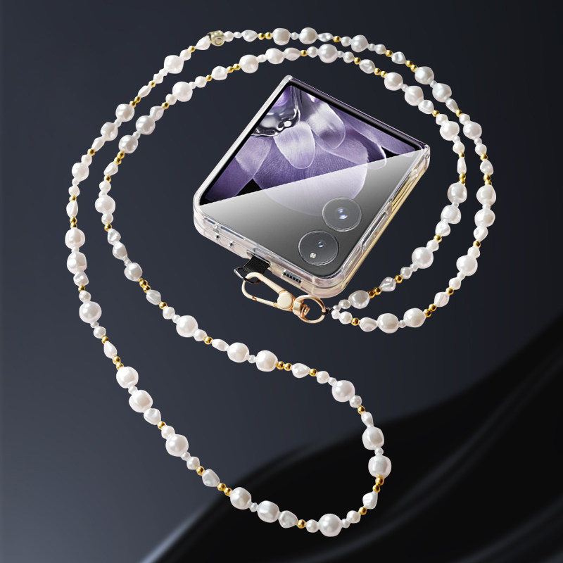 适用于小米mixflip手机壳新款Xiaomi MIX Flip手提小巨屏折叠屏保护套时尚珍珠手提斜跨挂绳腕带外壳超薄防摔