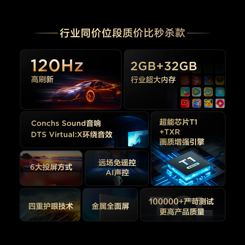 TCL 55V8E 55英寸120Hz高清声控投屏智能全面屏网络液晶平板电视-图0