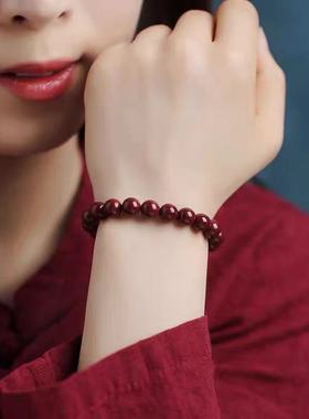 朱砂新款民族风原矿高含量紫金砂晶体手链情侣男女款本命年饰品