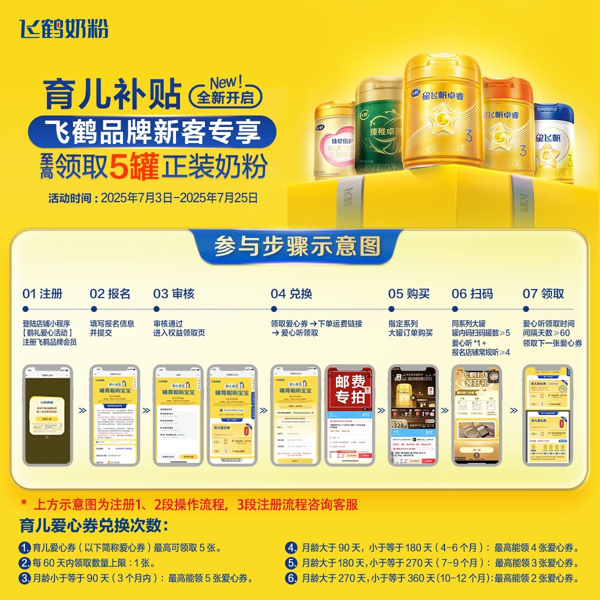 新客送试喝】飞鹤星飞帆2段新生婴幼儿奶粉二段700g*6罐官方,淘宝优惠券,粉丝福利购,淘宝优惠卷