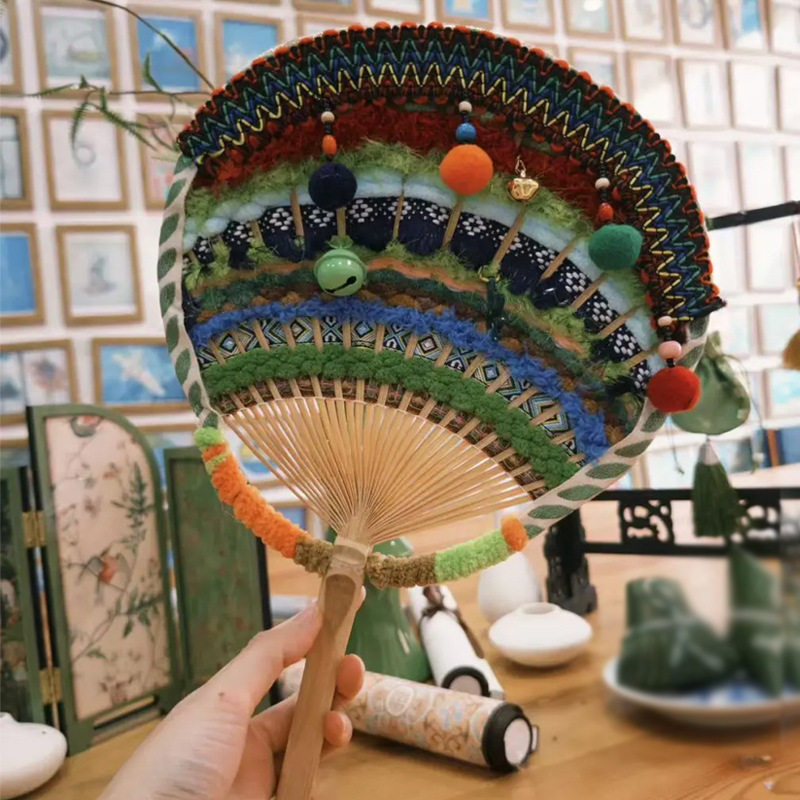 幼儿园非遗手工diy编织扇子骨架壮锦扇子苗族团扇骨架编织材料包,淘宝优惠券,粉丝福利购,淘宝优惠卷
