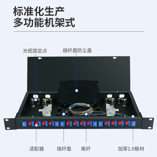 光缆终端盒24口电信级FC SC ST LC满配odf光纤配线架机架抽拉式加厚款熔纤盒8/12/48/96芯光纤盒含尾纤法兰 - 图1